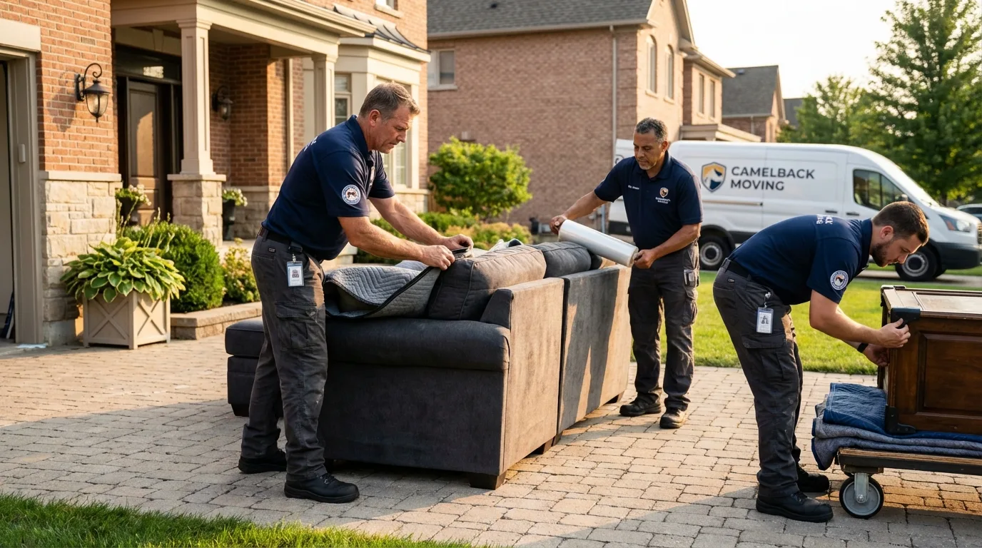 Large estate moving crew wrapping furniture in Severance, CO